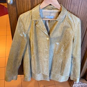 Women’s Italian leather beige jacket size 10/12